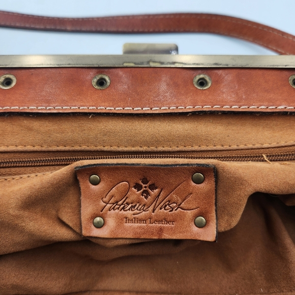 Patricia Nash Ferrera Frame Floral Shoulder Clutch Satchel Leather Bag Brown - Picture 10 of 16